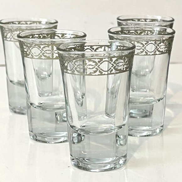 Vintage Sterling Silver Overlay Cocktail Shot Glasses- Barware, Set of 5 - Picture 1 of 14